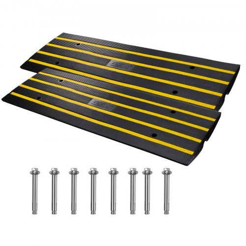 

VEVOR Rampa Soglia Altezza 6,5 ​​cm Rampe da Marciapiede in Gomma 2 Pezzi Capacità Carico 15 Tonnellate Rampa Accesso per Sedia a Rotelle Antiscivolo Estensibile per Porta d'Ingresso 122x40,5x6,5 cm