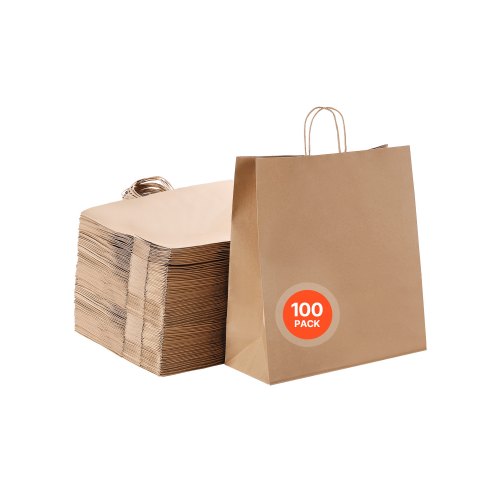 

VEVOR Sacchetti di Carta Kraft con Manici da 457 x 178 x 483 mm Marrone 100 PZ