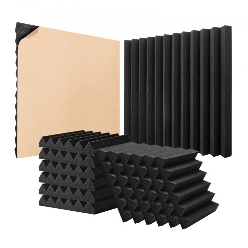 

VEVOR Pannelli Acustici in Schiuma, 24 Pezzi 300 x 300 x 50 mm, Pannelli Acustici Adesivi ad Alta Densità, Pannello Acustico, Pannello Fonoassorbente per Pareti e Soffitti di Studi, Nero