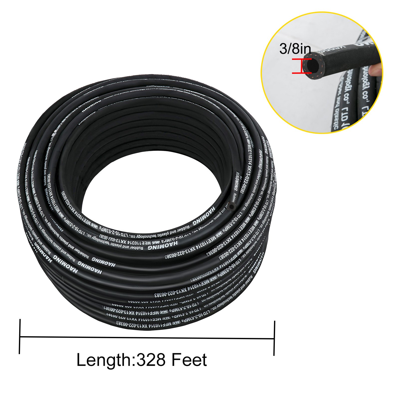 VEVOR Tubo Idraulico 1/4" X 100 Piedi - 5800 PSI, Gomma Con Rinforzo Acciaio, Per Olio E Fluidi Idraulici - Foto 3