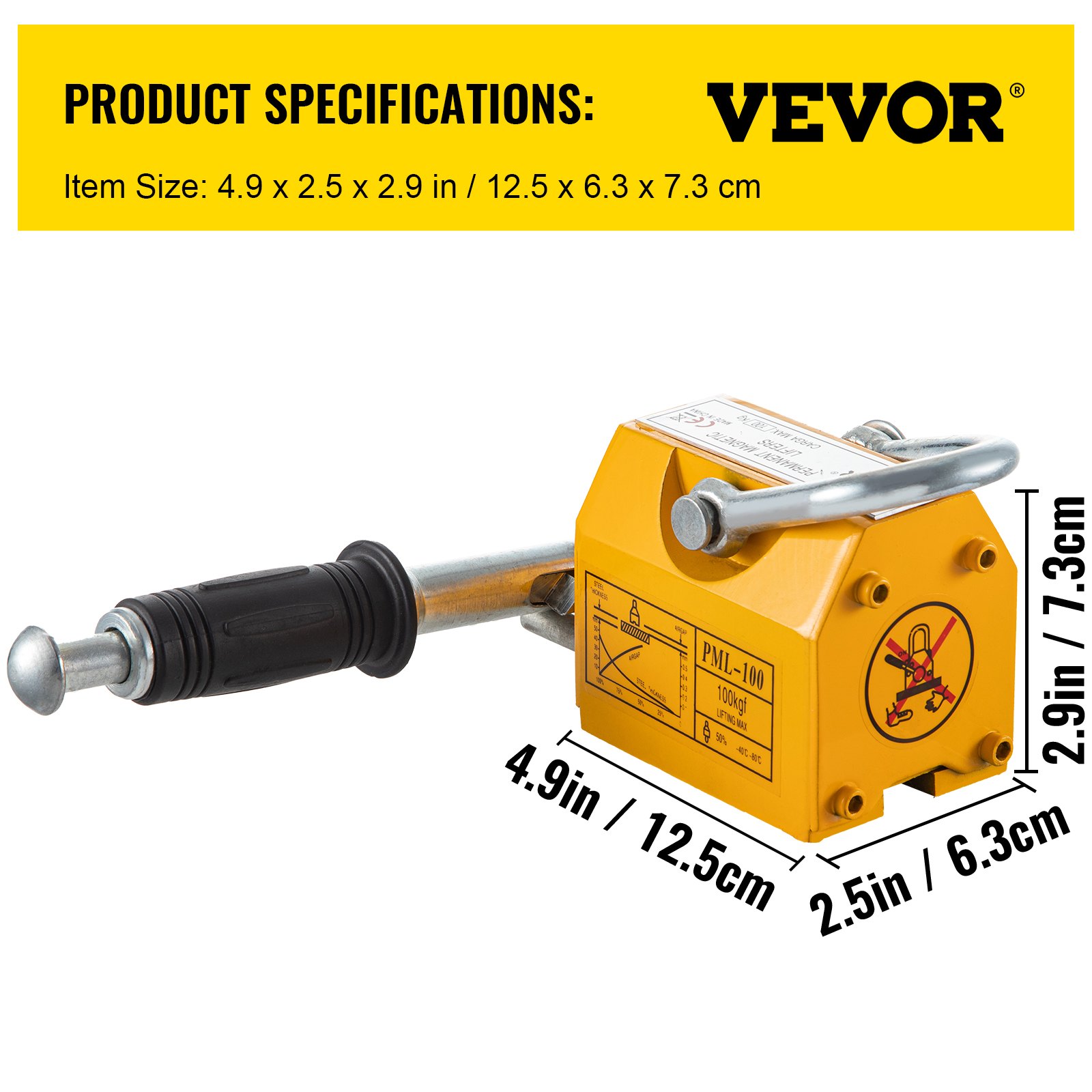 Magnete Permanente Di Sollevamento 600 Kg Con Leva - Forza Di Strappo Magnete Permanente Di Sollevamento 600 Kg Con Leva - Forza Di Strappo