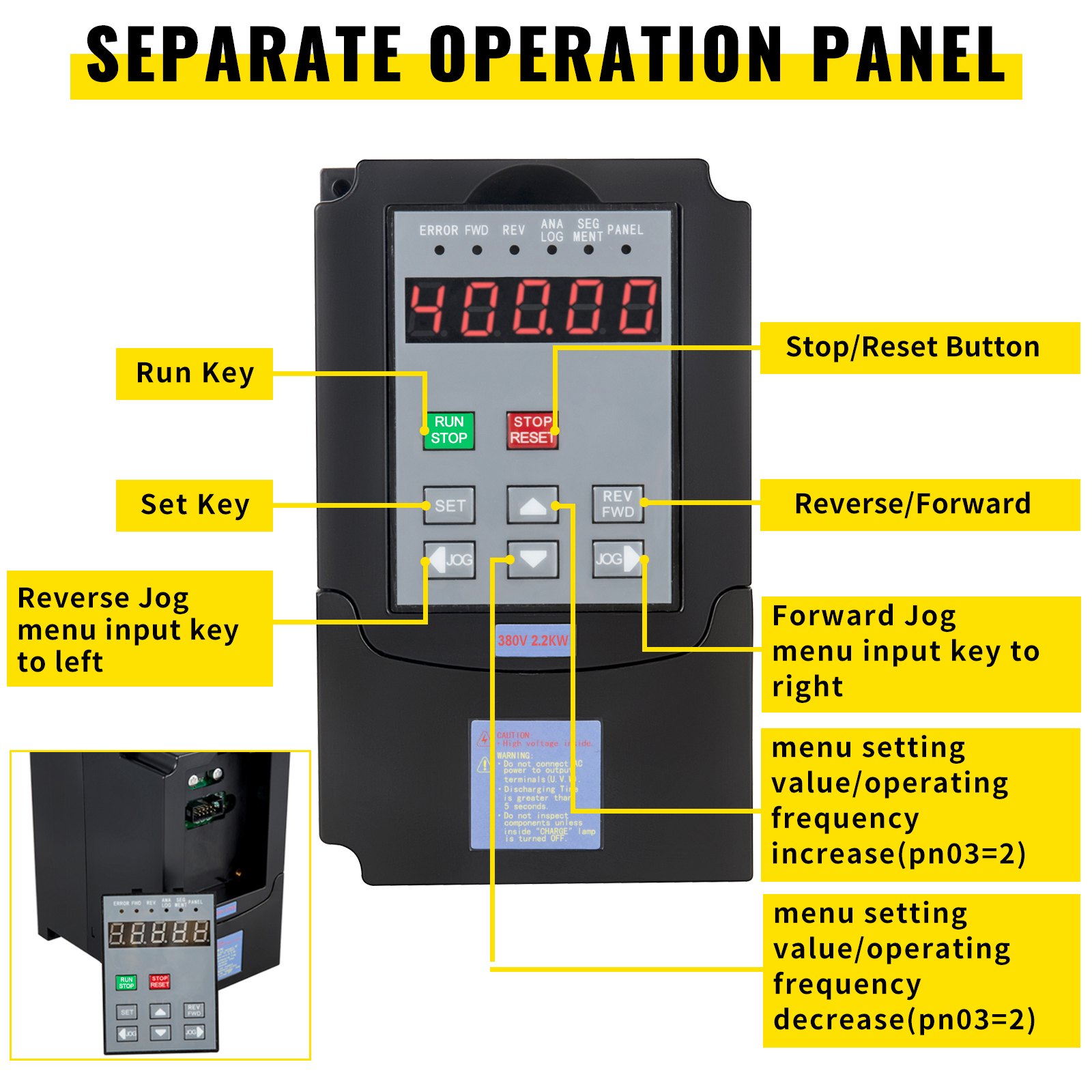 Variatore Di Frequenza 1.5KW 220V Monofase A 380V Trifase - Inverter Per Controllo Velocità Motori - Foto 3