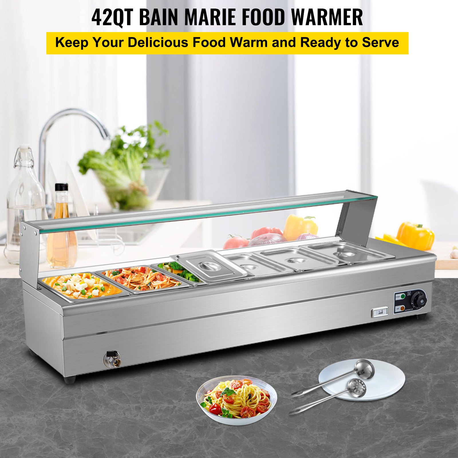 Set scaldavivande professionale da 9 l, 3 grid, in acciaio inox, con coperchio