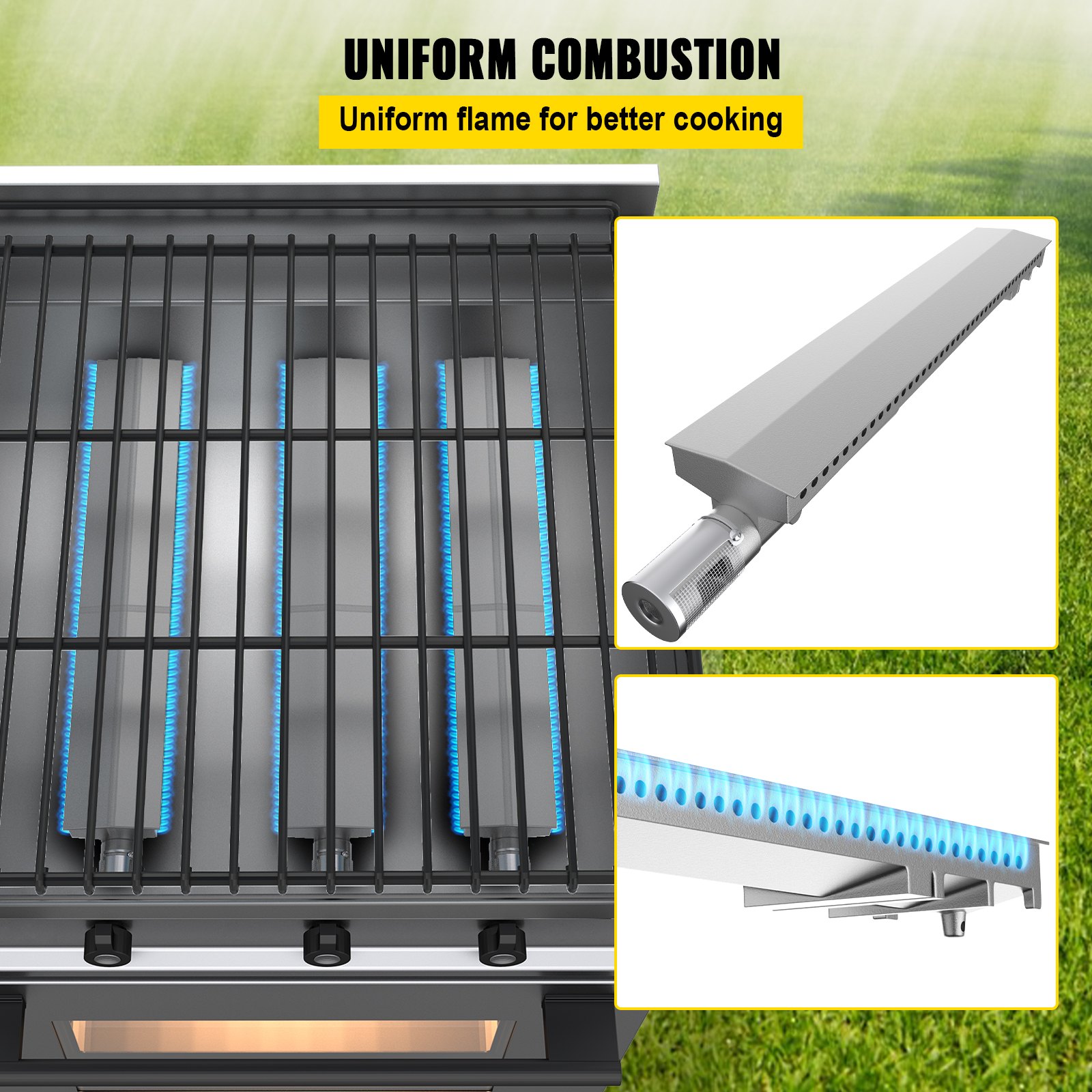 Bruciatore Per Barbecue In Acciaio Inox Regolabile 38-56cm - Ricambio Universale Per Griglie Outback