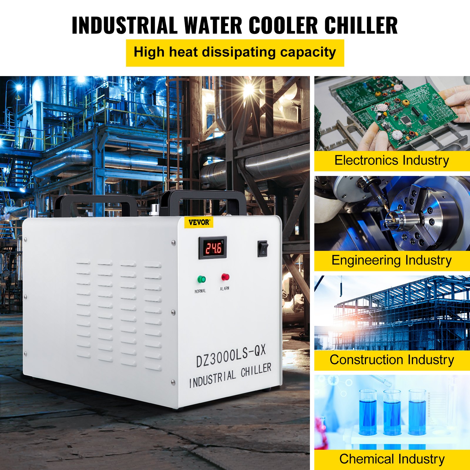 Refrigeratore Acqua Industriale VEVOR 8,5L - Per Laser CO2, CNC, Con Controllo Temperatura E Allarmi Di Sicurezza - Foto 14