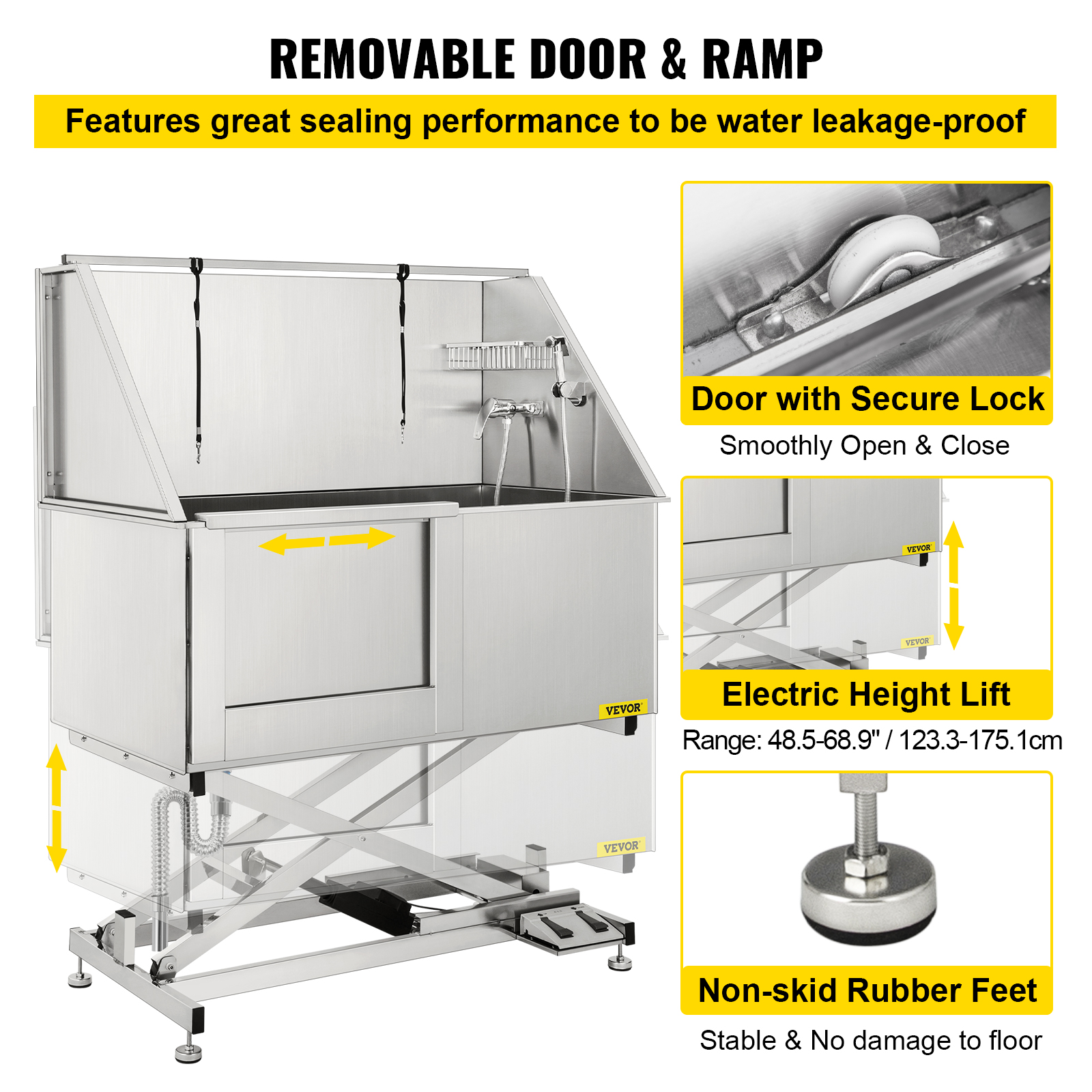 Vasca Da Bagno Cani VEVOR In Acciaio Inox - Con Scale, 96,5 Cm, Portata 100 Kg, Completa - Foto 1