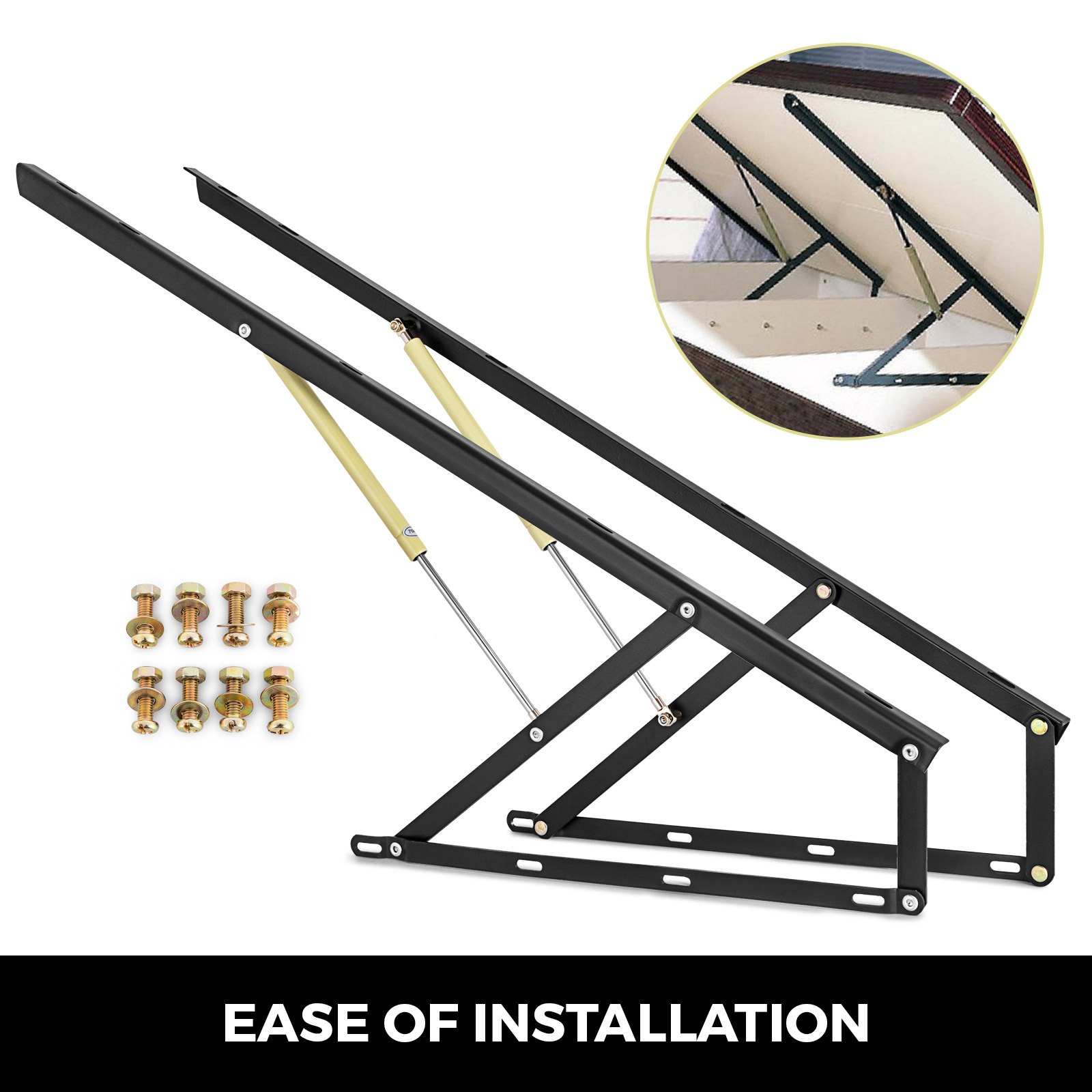 Pistone Molla Gas Kit 2pz Meccanismo Sollevamento Letto Contenitore Interasse 415mm 1000 Newton Attacco Rapido Pistoni Sostituzione 85200234 - 3