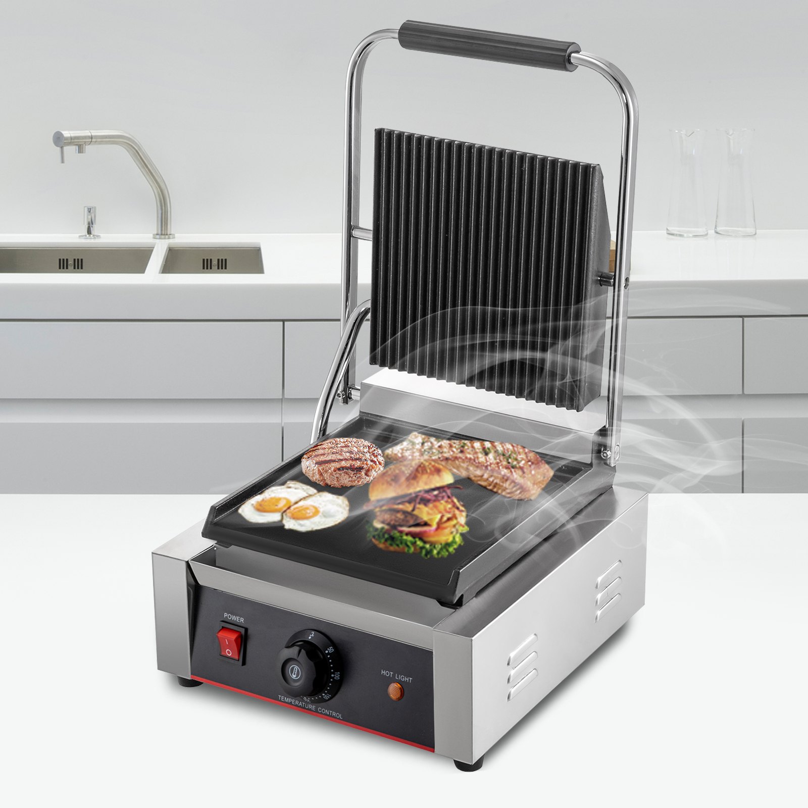 Pressa Per Carne In Ghisa - Per Hamburger, Pancetta E Panini, Con Manico Legno