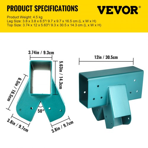 VEVOR Set di staffe per altalena centrale, in acciaio al carbonio resistente, con hardware di montaggio, kit fai da te per gambe 4x4 e fascio 4x6, verde - Giochi e Prodotti per
