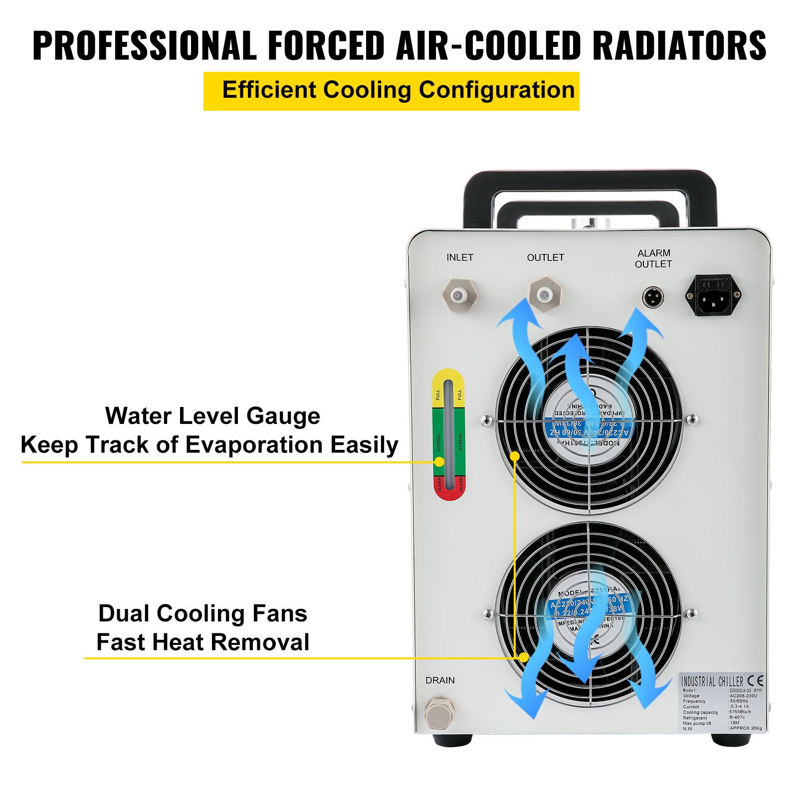 Refrigeratore d'Acqua Industriale, 220 V Refrigeratore Industriale del Dispositivo di Raffreddamento di Acqua per Raffreddare l'Unico Tubo Laser in Vetro CO2 Sotto 130 W / 150 W | IT