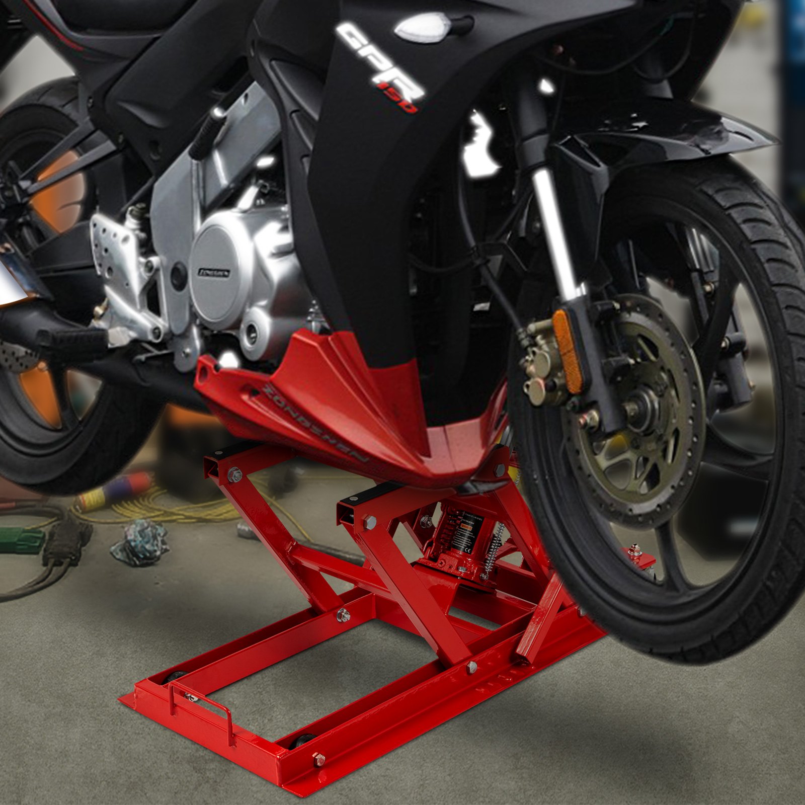Cric Ponte Per Moto TOPWAY - Capacità 500 Kg, Altezza Regolabile 9,5-40 Cm, Per Riparazioni Garage - Foto 8
