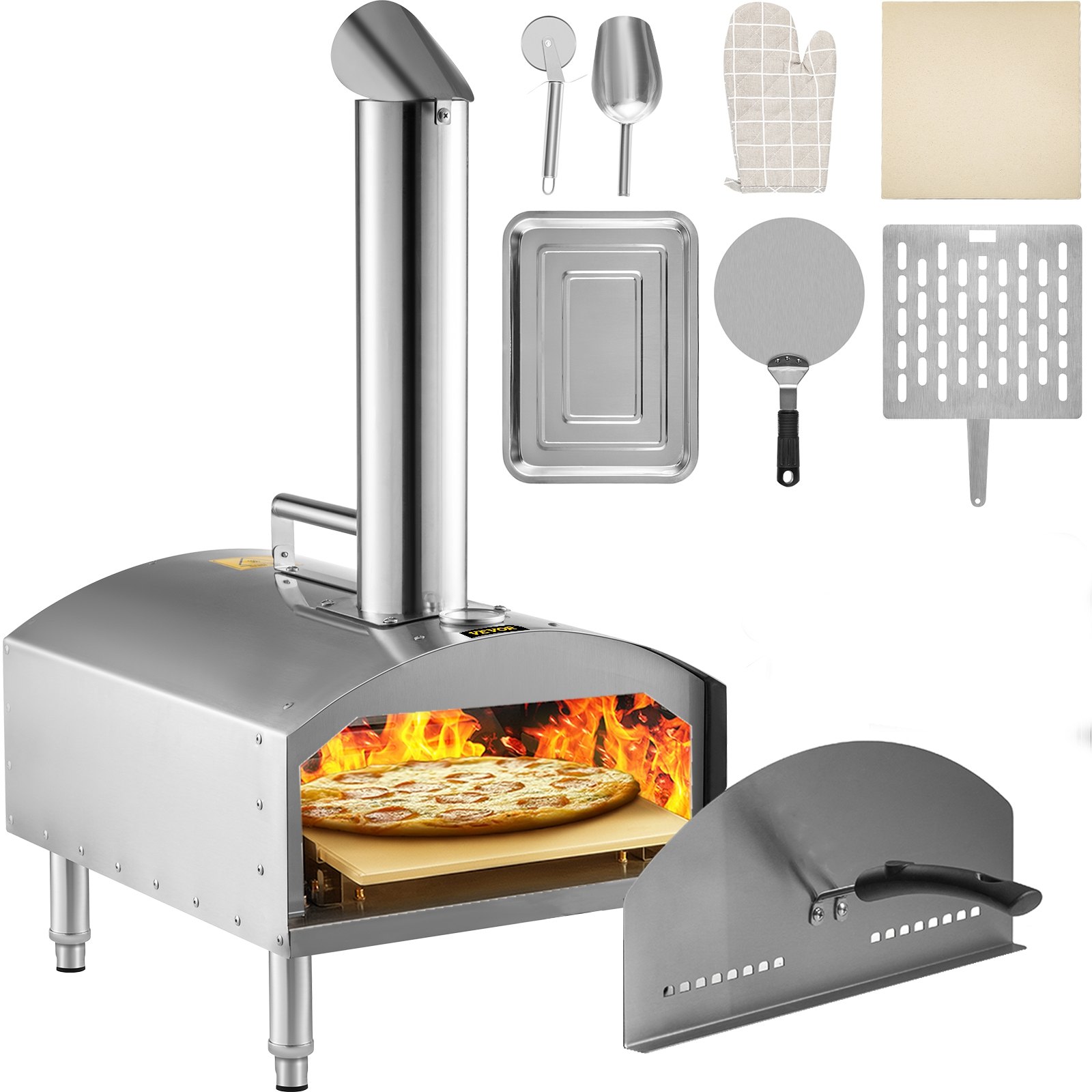 VEVOR VEVOR Forno per Pizza a Legna da 12 Pollici, Forno per Pizza in Acciaio Inox 430, Mini VEVOR VEVOR Forno per Pizza a Legna da 12 Pollici, Forno per Pizza in Acciaio Inox 430, Mini