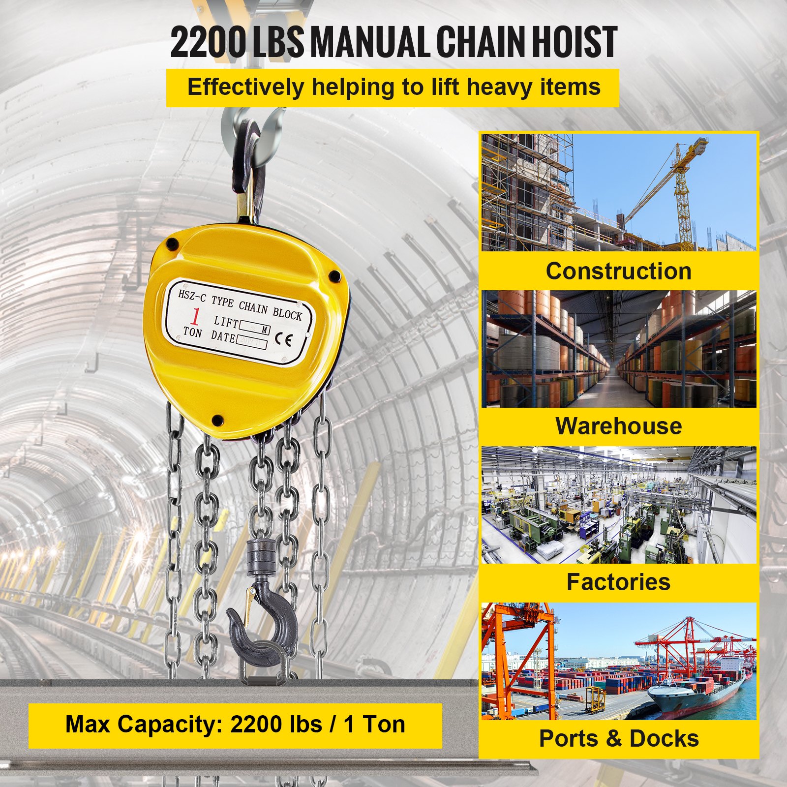 Paranco Manuale A Catena 1,5T: Portata 1500 Kg, Catena 3 M, Con Gancio Di Sicurezza, Per Garage E Officina - Foto 11