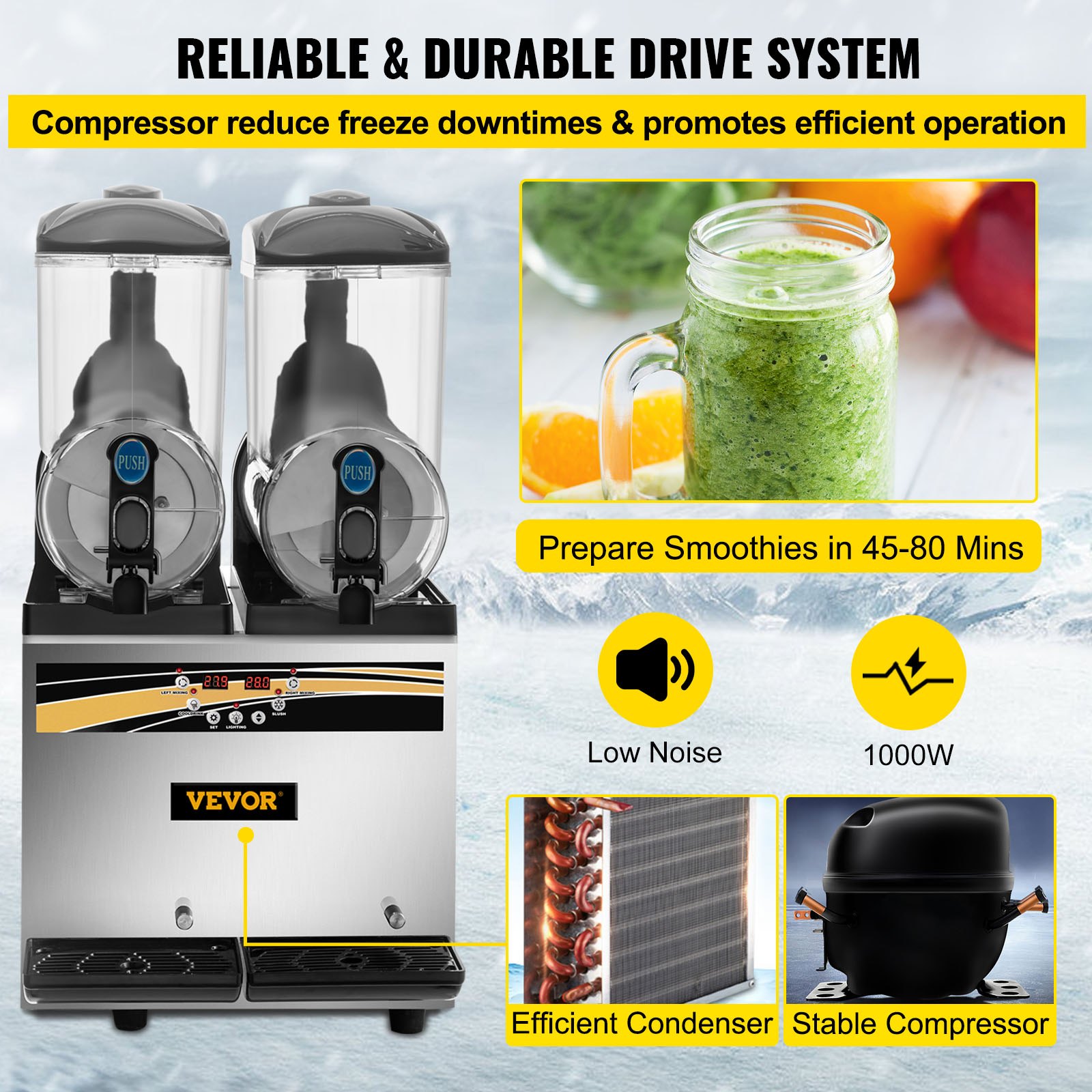 Macchina Per Frappè VEVOR Doppia Testa – 120W, Regolazione 0-180s, Con Tazze Da 1L - 4