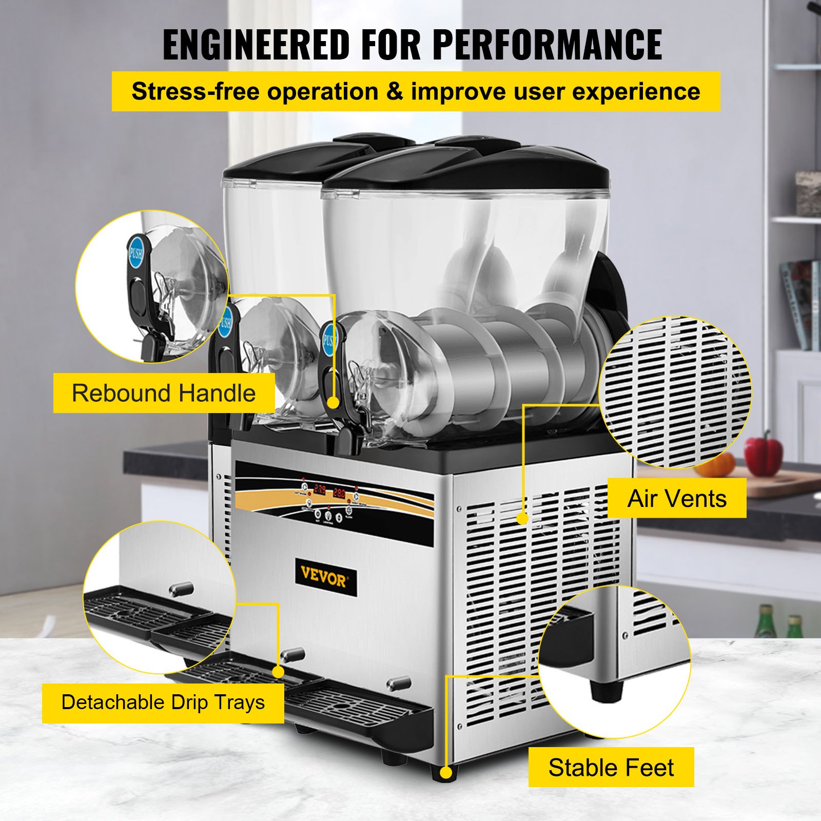 Macchina Per Frappè VEVOR Doppia Testa – 120W, Regolazione 0-180s, Con Tazze Da 1L - 5