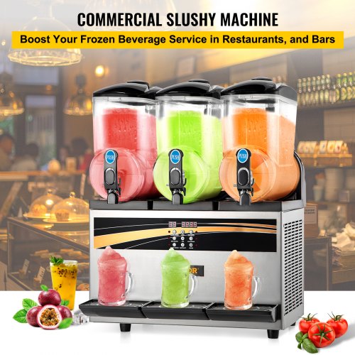 VEVOR Macchina Tritaghiaccio Elettrico Commerciale 220W per Granite Bevande Alimenti Produttività 80kg/h, Tritaghiaccio per Granite a Neve Elettrico 2 Lame in Acciaio Inox con Manico 410 x 172 x 275mm