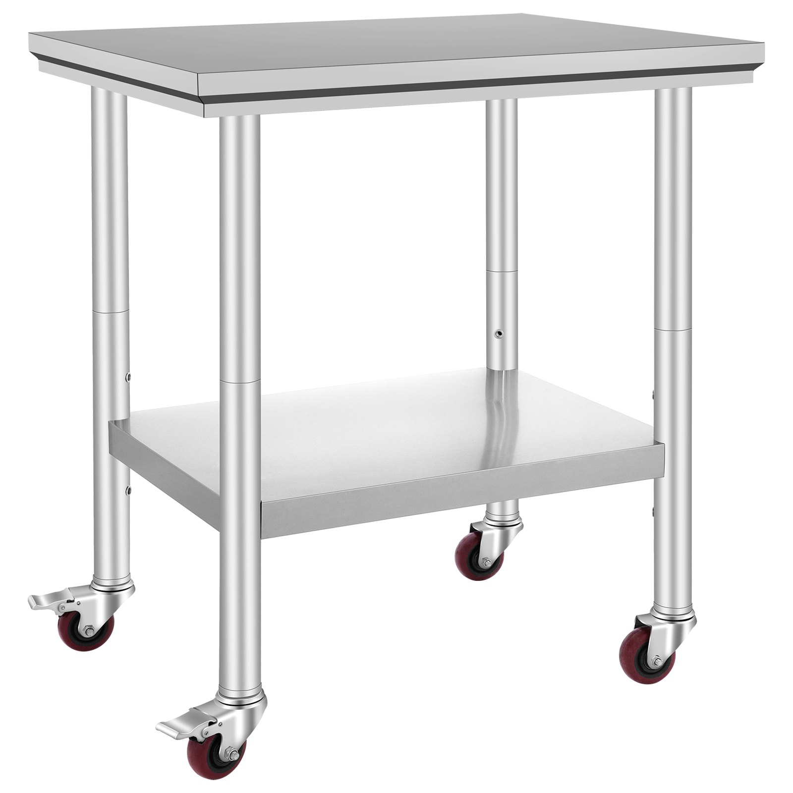 61x46cm Tavolo in Acciaio Inox da Lavoro con Ruote da Spostare da