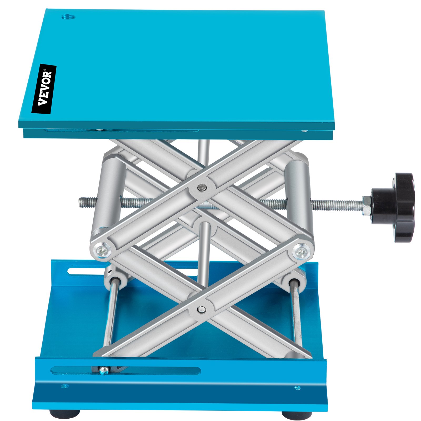 Supporto Da Laboratorio In Acciaio Inox – Piattaforma A Forbice 100x100 Mm, Altezza Regolabile 45-158 Mm