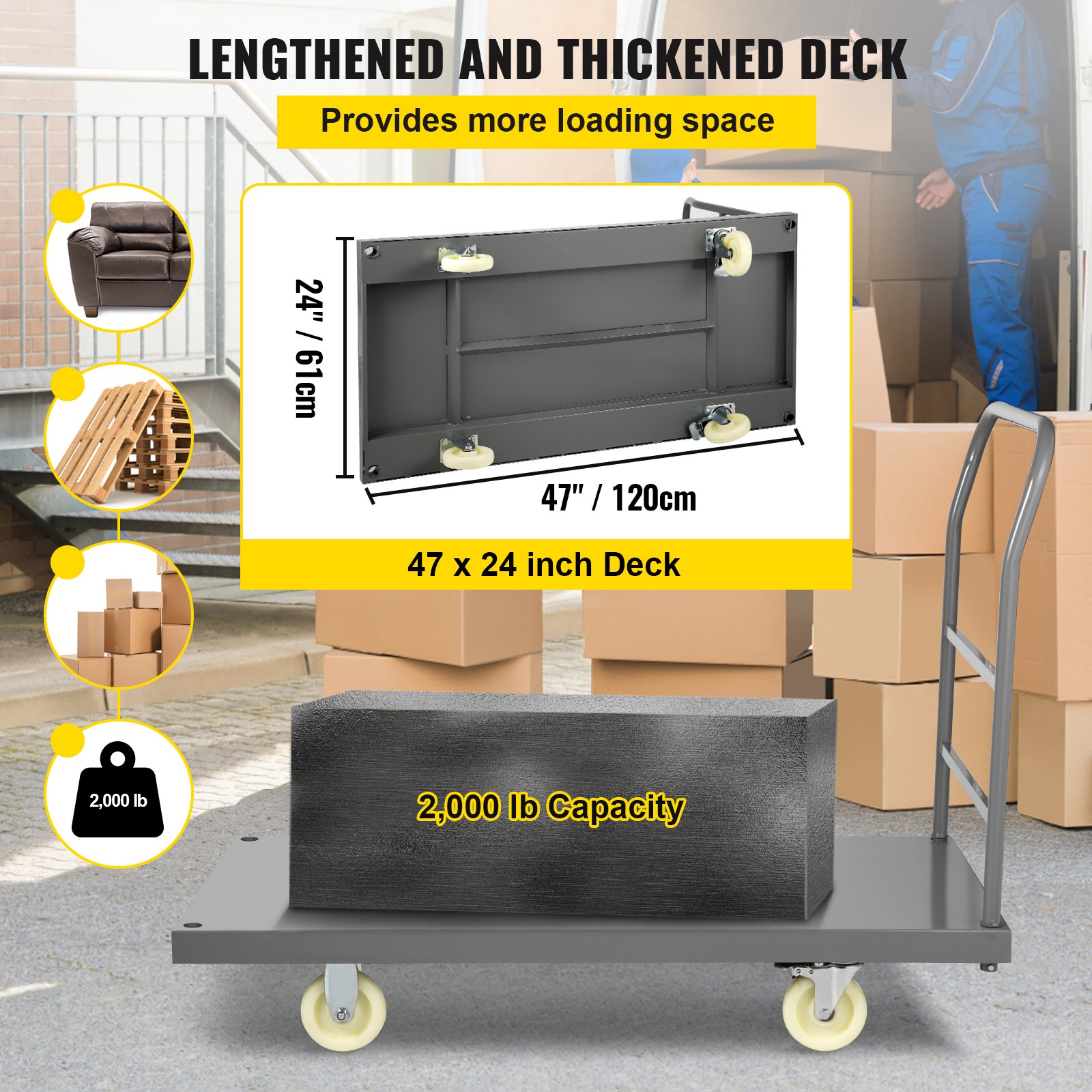 Carrello Portatutto Pieghevole 2 In 1 Con Gabbia Metallica - Capacità 635 Kg - Ruote TPR 12,7 Cm