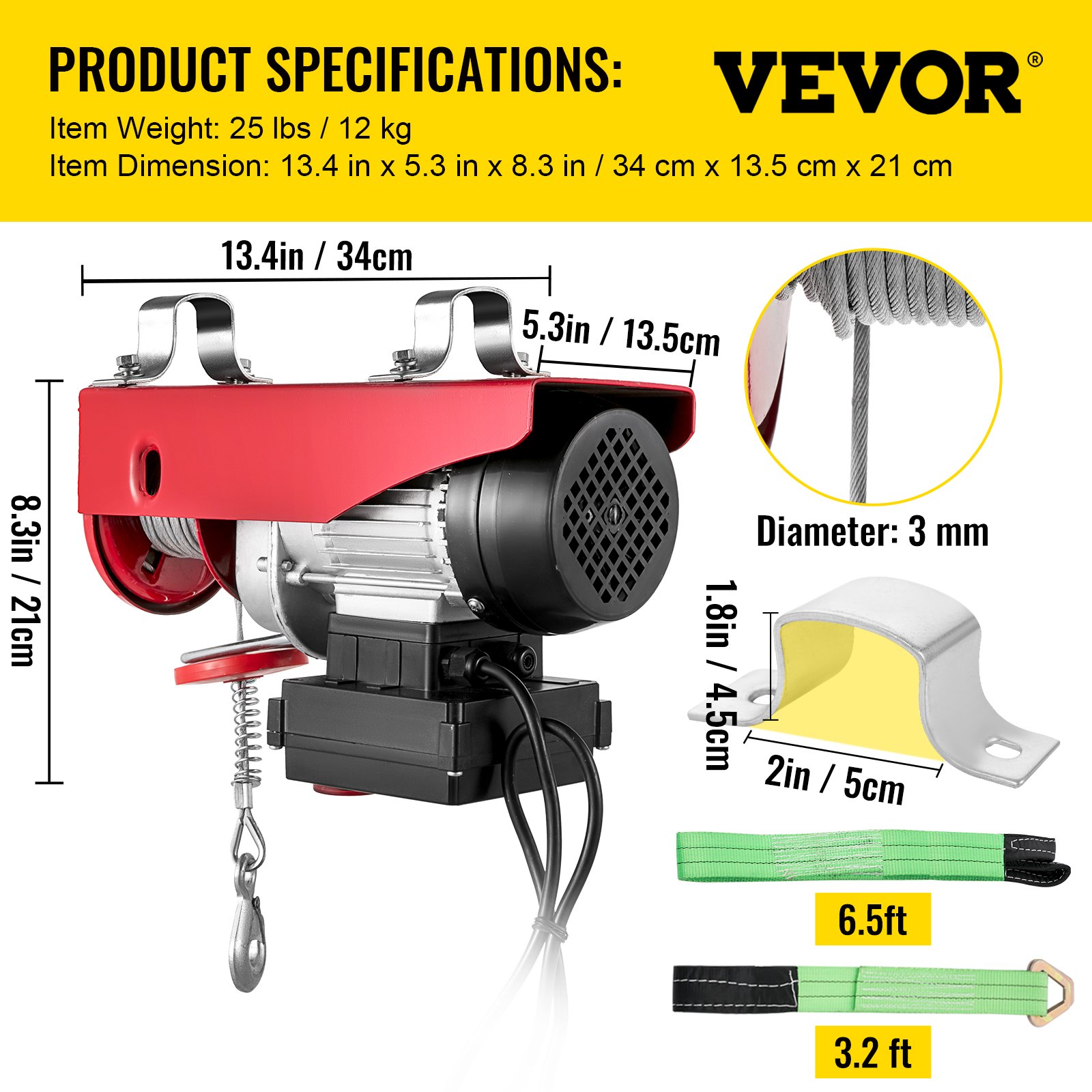 Paranco Elettrico VEVOR 800kg 220V Con Carrello - Sollevatore Per Officina, Magazzino - Foto 2