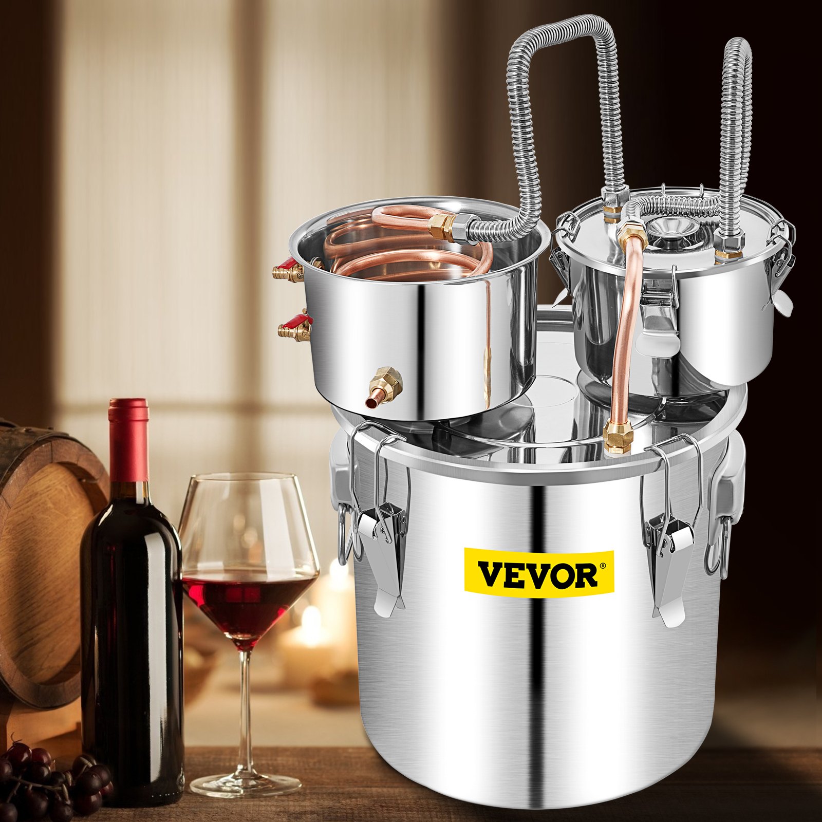 Distillatore In Rame Da 50L Con Colonna Di Reflusso Da 3" – Per Whisky, Vodka, Grappa, Moonshine