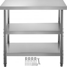 VEVOR 商用ステンレス鋼テーブル バーベキュー準備テーブル 610x350x855mm レストラン
