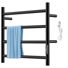 VEVOR Calentador de Toalla Eléctrico 4 Barras Recubrimiento en Polvo Negro 55 W