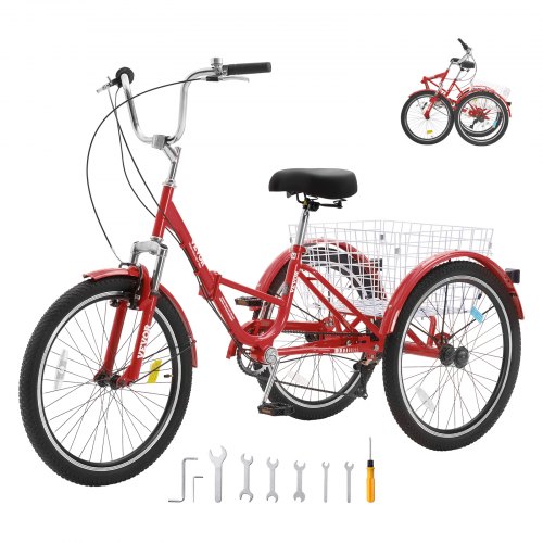 Triciclo plegable VEVOR para adultos, 26 pulgadas, velocidades