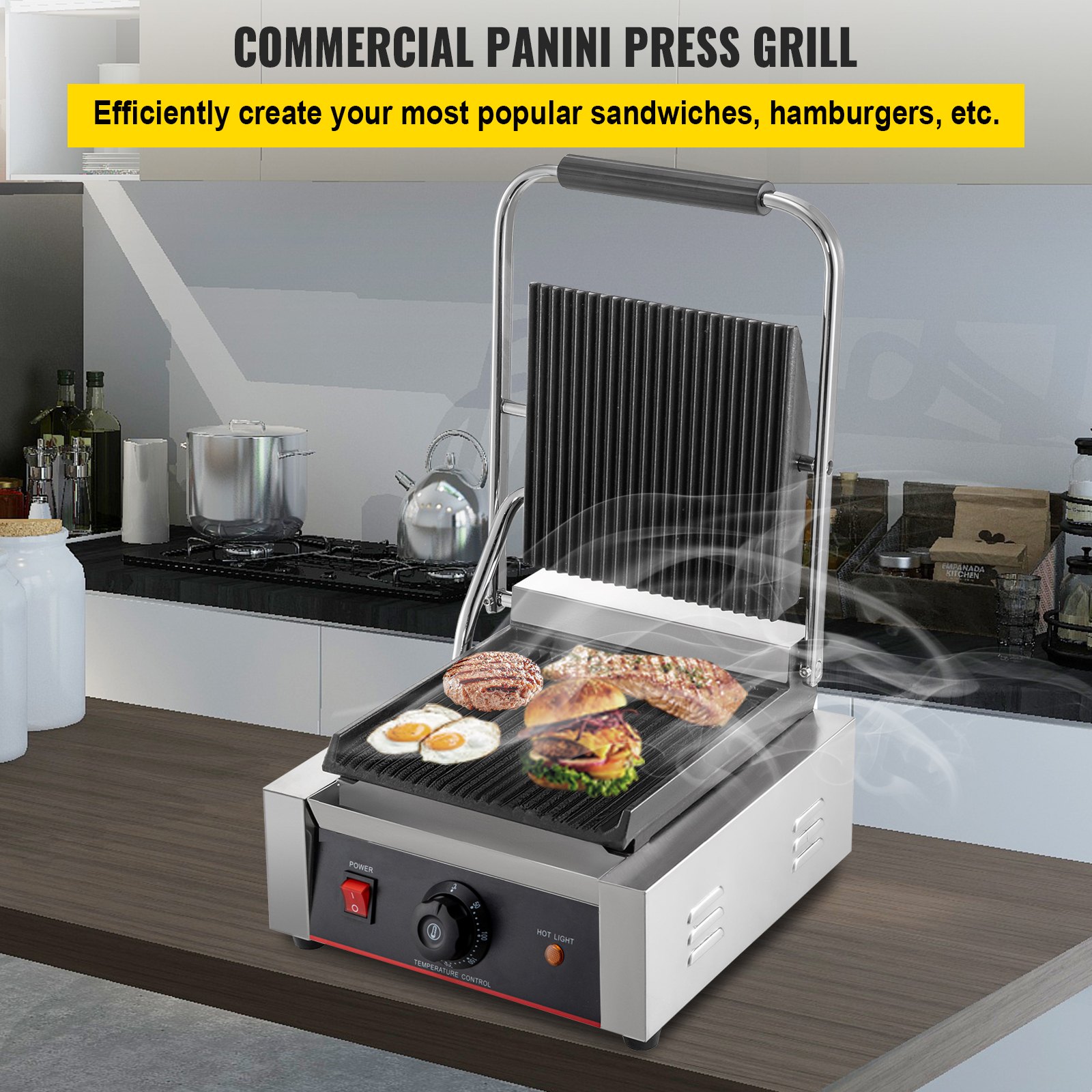 VEVOR Parrilla Eléctrica Sanwichera 1800 W Plancha Cocina de Acero Inoxidable 50300 ℃ Plancha