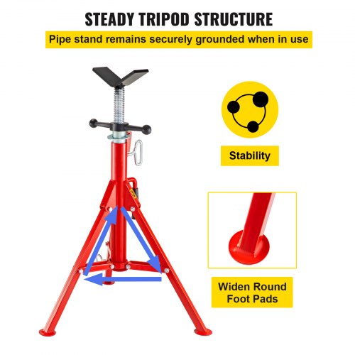 Soporte De Rodillos Para Tuberías VEVOR - Capacidad 1134 Kg - Acero #45 - Ajustable 5-91 Cm