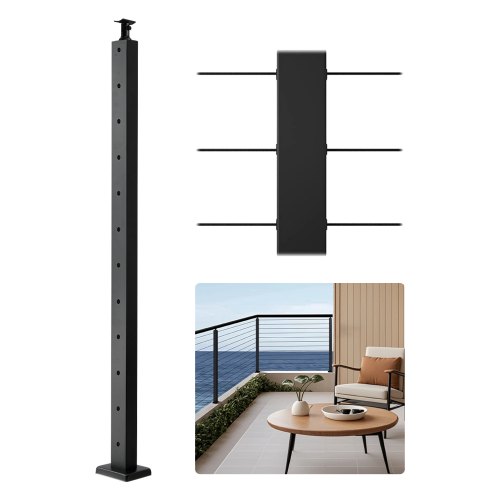 VEVOR Kabelleuningpaal 106,7 x 2,5 x 5 cm 1 stuk Zwart 1JZLGZXHS1063GGTD001V0 afbeelding