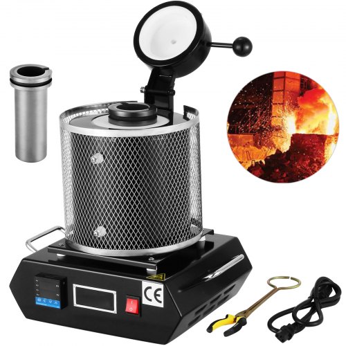 VEVOR 3KG elektrische smeltoven Goudsmeltoven 1150℃ met zwarte tong afbeelding