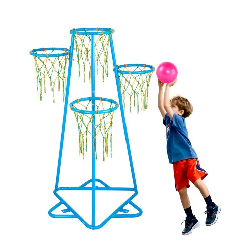 VEVOR basketbalring voor kinderen, basketbalring met 4 baskets voor kinderen, draagbare basketbalstandaard met verstelbare hoogte en 3 ballen, basketb