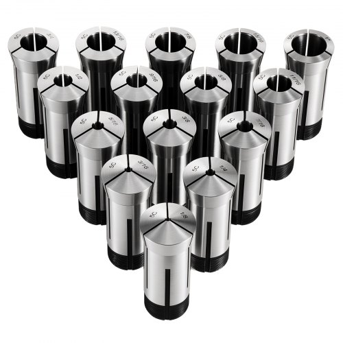 VEVOR 5C Spantangenset 1/8"-1", 15-delige precisie ronde spantangen type 385E, voor frees- en boormachines, 0,0008" slingernauwkeurigheid, draaibankgereedschap met koffer, gehard en geslepen, staal