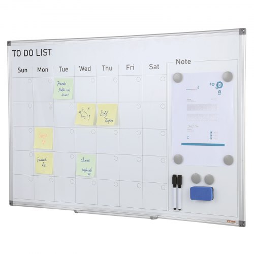VEVOR kalender whiteboard beschrijfbaar magneetbord 915 x 610 mm, memobord whiteboard incl. 2 whiteboard pennen + 6 magneten + 1 magnetische wisser, whiteboard droog uitwisbare takenlijst kantoor afbeelding