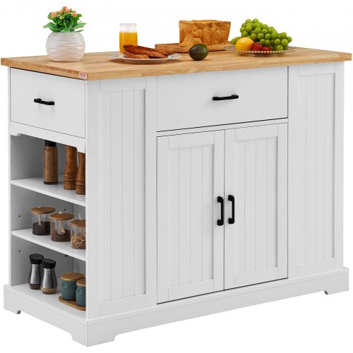 VEVOR keukeneiland trolley opbergkast serveerwagen ladeplanken 117x56x91cm afbeelding