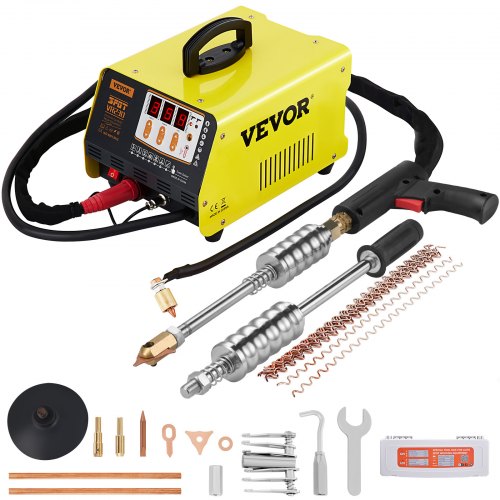 VEVOR Body Deuk Puntlasser, 3KW 220-250V Deuk Puntlasser, 3500A Deuktrekker Puntlasser, 31,5x21,5x23 cm Nagellasser Deukreparatieset, 7 Modi Puntlasmachine met 2 Laspistolen voor Auto Deuk Reparatie afbeelding