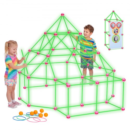 VEVOR 140-delige bouwset voor een fort met glow-in-the-dark effect, bouwspeelgoed voor kinderen vanaf 5 jaar, creatief leerspel voor ruimtelijk inzich
