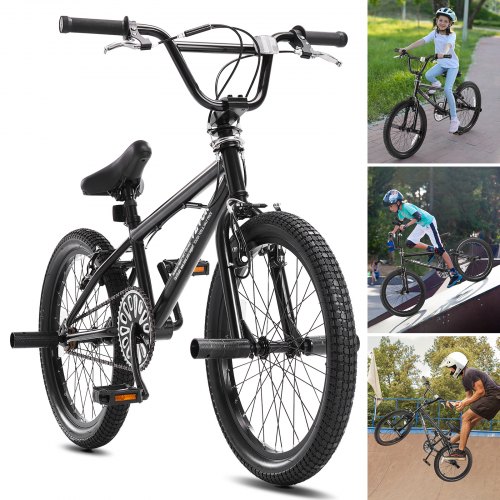 VEVOR BMX-fiets 50,8 cm wiel Freestyle stalen frame 120 kg tiener zwart afbeelding