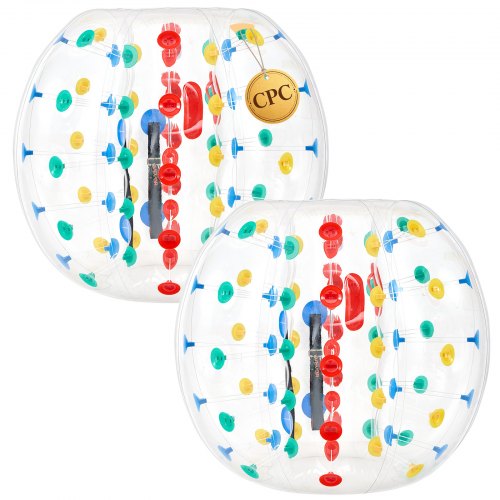 VEVOR 2 Opblaasbare Bumperballen, 1,2 m PVC-stootballen met gekleurde stippen voor tuin, camping, picknick, gazon en schoolsporters, lekvrij draaiventiel, versterkte banden en hittegelaste handgreep