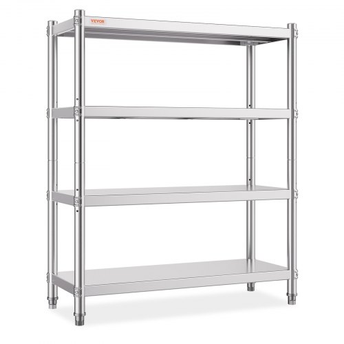 VEVOR roestvrijstalen plank, voor keuken, garage, berging, balkon, 48 x 18,9 x 59 inch / 122 x 48 x 150 cm