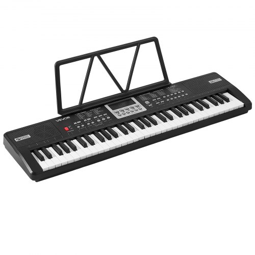 VEVOR Digitale Piano met 61 toetsen, semi-gewogen, elektrisch keyboard voor beginners en muziekliefhebbers, 100 geluiden en ritmes, met HiFi stereoluidsprekers, lessenaar en USB/MIDI-aansluiting.