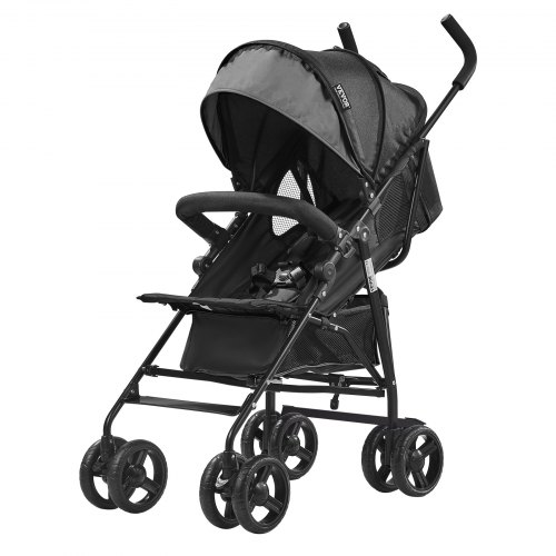 VEVOR kinderwagen kinderbuggy buggy verstelbare rugleuning donkergrijs/zwart afbeelding