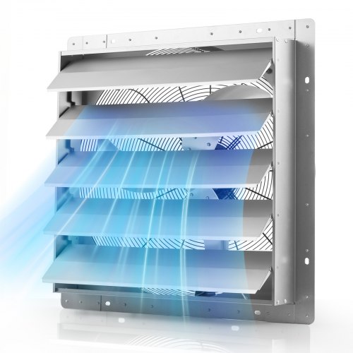 VEVOR 624 mm afzuigventilator met lamellen, industriële wandventilator, 136 W, wandventilator voor garage, kas, werkplaats, stalen behuizing, 11347 m³/h ventilatie, 1400 rpm motor, stille werking, wandmontage