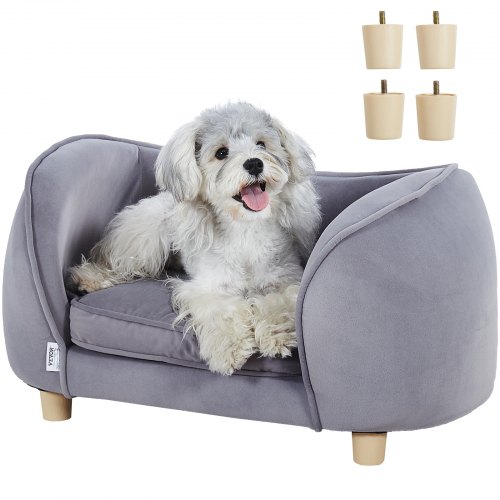 VEVOR dierenbank, hondenbank voor kleine honden en katten, zacht fluwelen hondenslaapbank, 30 kg zware kattenbank, hondenbed, huisdierbed donkergrijs afbeelding