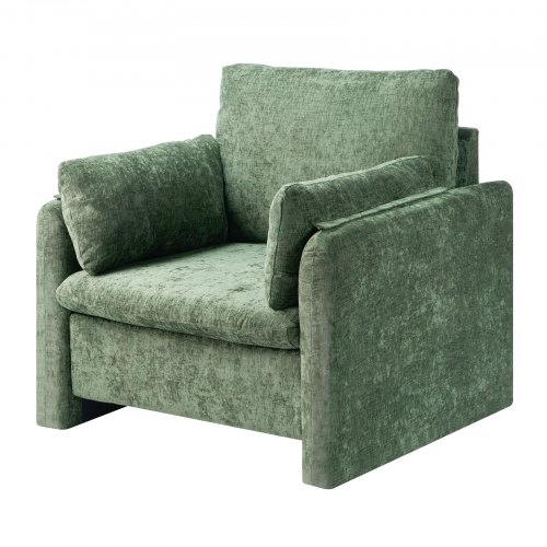 VEVOR Groene Accentstoel met Armleuningen Enkele Stoffen Fauteuil Loungestoel afbeelding