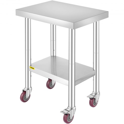 VEVOR Rvs Werktafel Roestvrij Staal Commerciële Keukentafel Voedselbereidingstafel 24x18x34in afbeelding