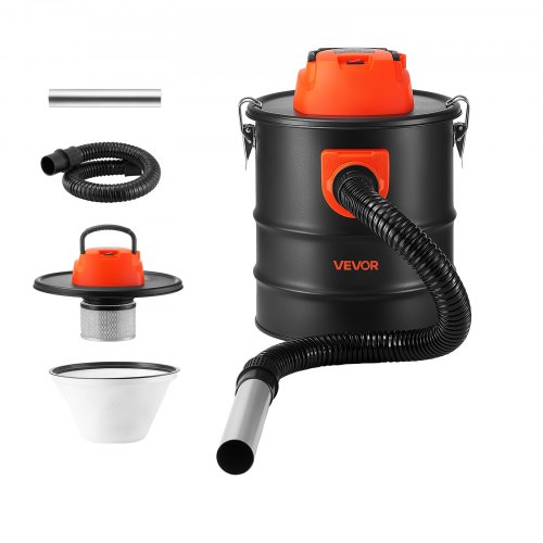 VEVOR Asstofzuiger 1200W Draagbare Haardstofzuiger 15L Stalen Tank Zwart/Oranje, Stofzuiger met Blaasfunctie voor Haarden, Pelletkachels, Grills & Vuu