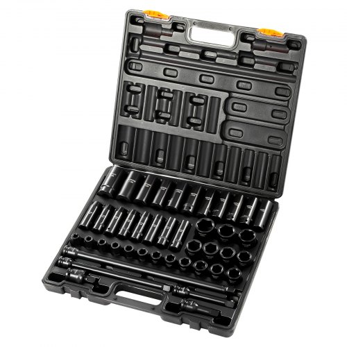 VEVOR slagdoppenset 1/2 inch, 43-delige slagdoppenset, standaard doppenassortiment, 1/2 inch doppenset, 6-punts doppensets, metrisch 9-30 mm afbeelding