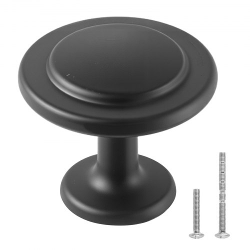 VEVOR meubelknoppen, 30 stuks, 31 mm, kastknoppen van zwarte zinklegering, massieve keukenknoppen, ladeknoppen, knop met schroeven voor badkamer, kast